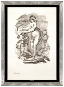 Pierre Auguste Renoir Original Lithograph Femme Au Cap De Vigne Signed Artwork