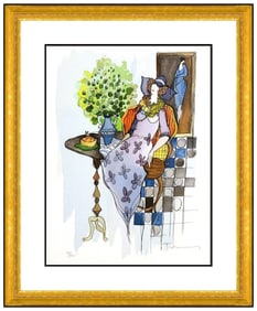 Itzchak Tarkay Original Color Serigraph Signed Lady Portrait Daytime Nap Artwork