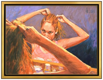Aldo Luongo Original Oil Painting On Canvas Female Signed Framed Art Large 30X40