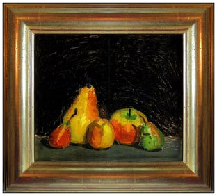 Robert Kulicke Original Painting Oil On Board Fruit Still Life Signed Framed Art