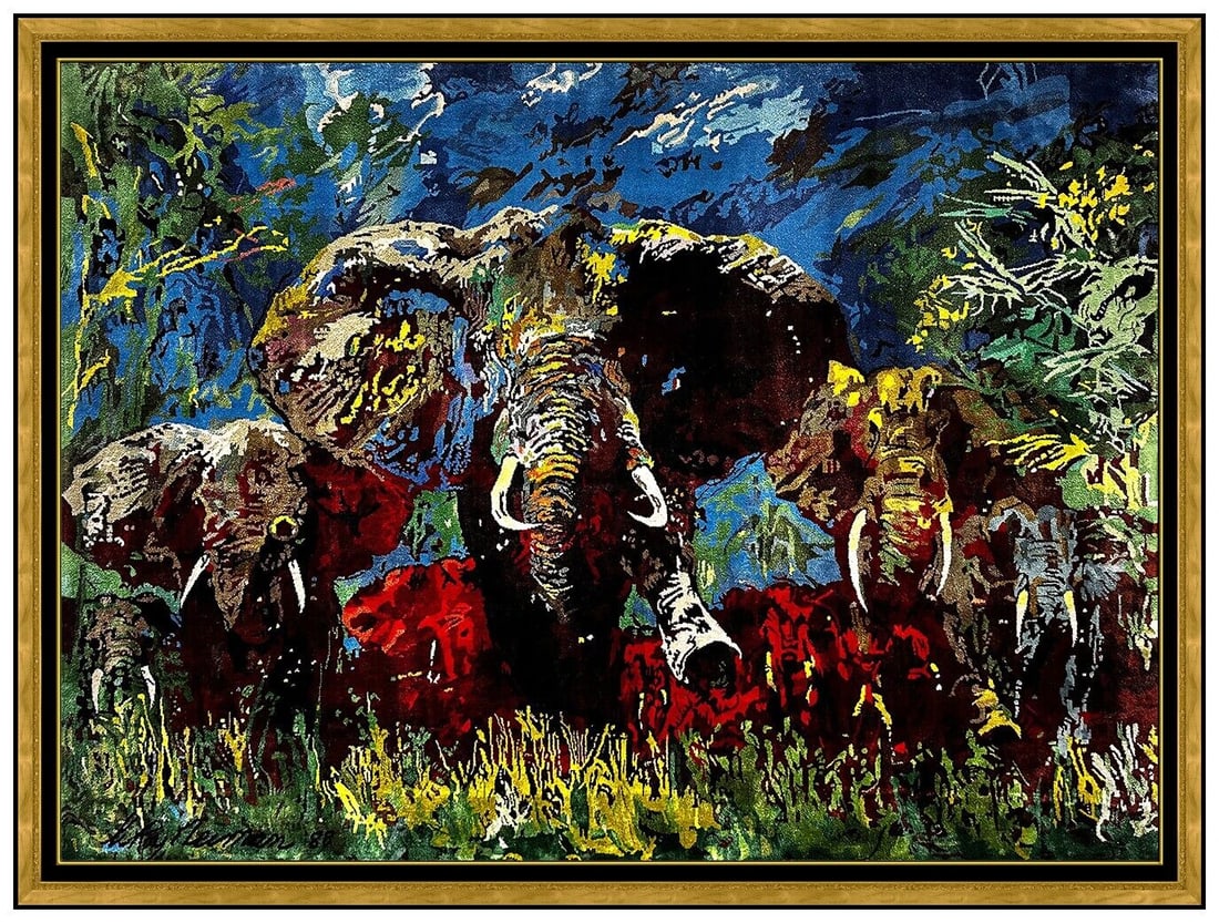 Leroy Neiman Large Original Color Tapestry Hand Signed Elephant Stampede Framed (1 of 6)