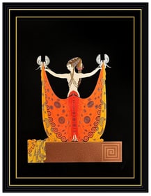 Erte Large Embossed Color Serigraph Venus Hand Signed Female Figurative Art Deco