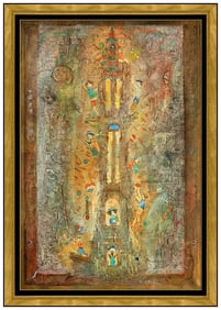 Vasily Kafanov Large Original Painting On Canvas Figures Signed Framed Artwork