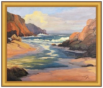 Luther Dejoiner Large Original Oil Painting On Canvas Beach Landscape Signed Art