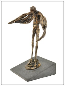 Gib Singleton Original Bronze Sculpture Signed Icarus Figurative Portrait Art
