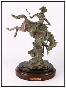 Curt Mattson Bronze Sculpture Rusty Bill The Bronco Man Cowboy Horse Signed Art