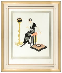 Erte Harmony Large Embossed Color Serigraph Hand Signed Deco Romain Tirtoff Art