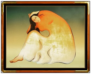 R.C Gorman Color Lithograph Hand Signed Native American Female Portrait Artwork