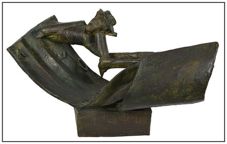 Jean Robert Ipousteguy I'Homme Aux Semelles Devant Bronze Sculpture Signed Art