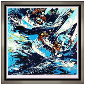Leroy Neiman Two Twelves Color Serigraph Hand Signed Sailing Framed Sports Art