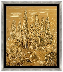 Karl Schrag Original Gouache Painting Signed Abstract Landscape Framed Art Oil