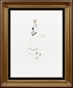 Erte Color Lithograph Signed Deco Artwork Costume Dress Design Renee Tirtoff