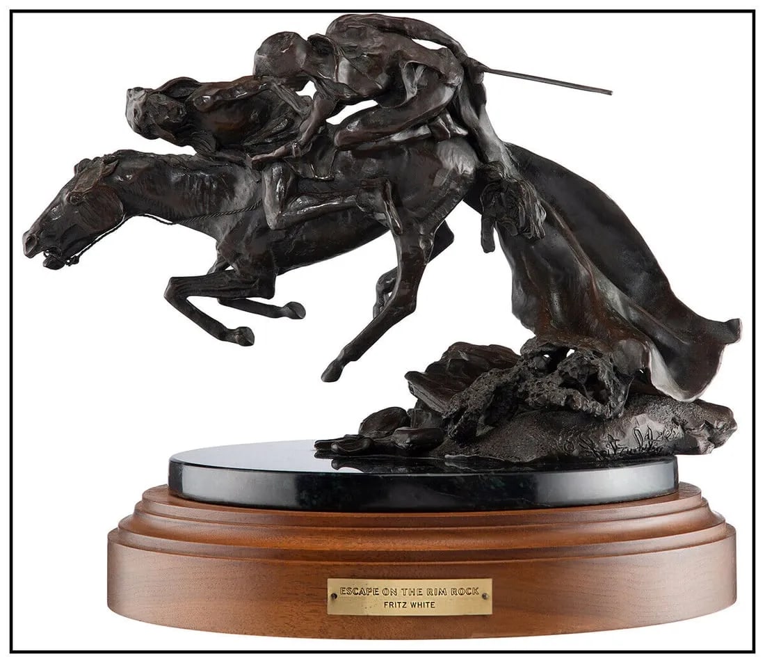 Fritz White Original Western Horse Escape Rim Rock Bronze Sculpture Signed Art (1 of 5)