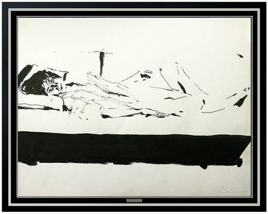 Wayne Thiebaud Original Ink Drawing Signed Female Portrait Framed Authentic Art: This lot includes:Gallery COA & free domestic shipping (*insurance and international shipping for an additional charge)Artist: Wayne ThiebaudTitle: Relaxed on the Bed Medium: Ink DrawingSize: 20" x 26