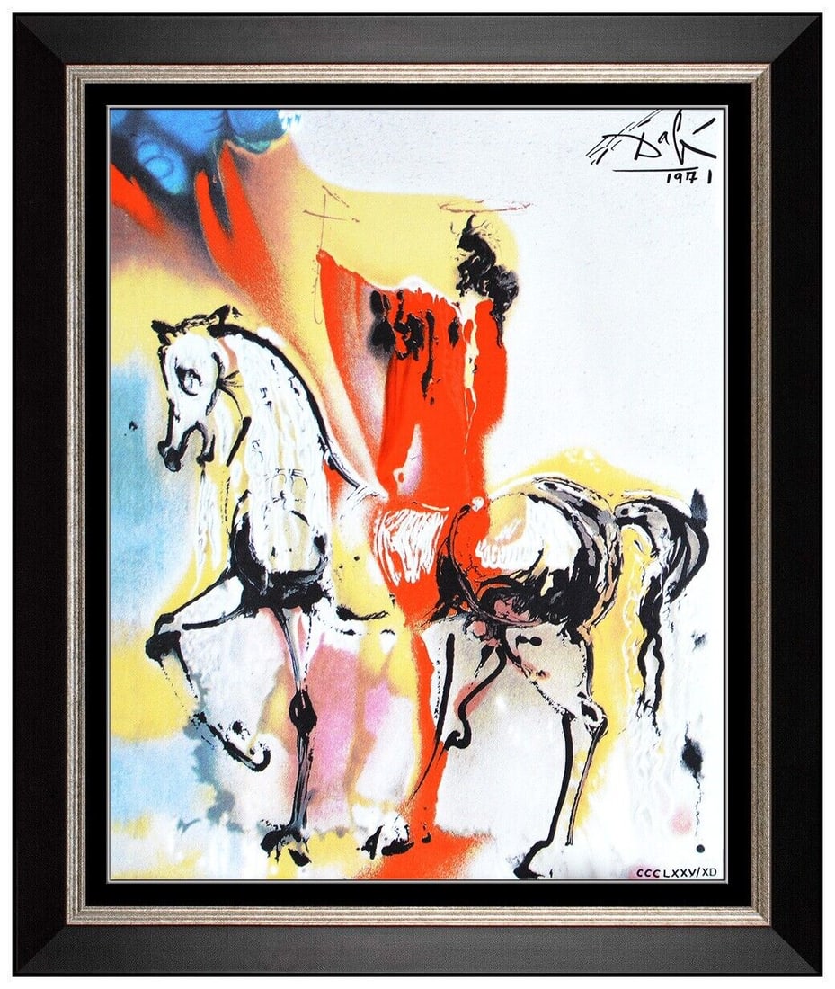 Salvador Dali Christian Knight Glazed Ceramic Dalinean Horse Signed Surreal Art (1 of 5)