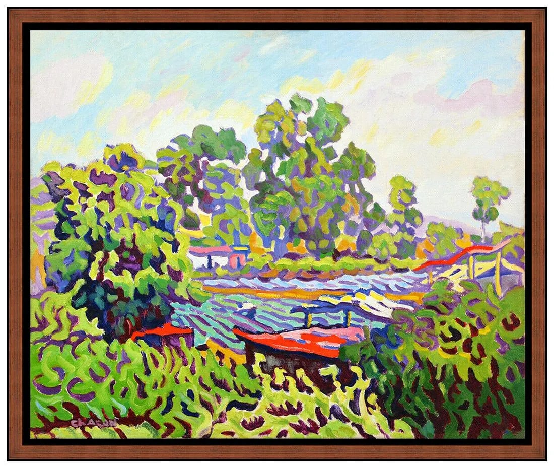 Jorge Chacon Original Painting Oil On Canvas Signed Water Landscape Framed Art (1 of 4)