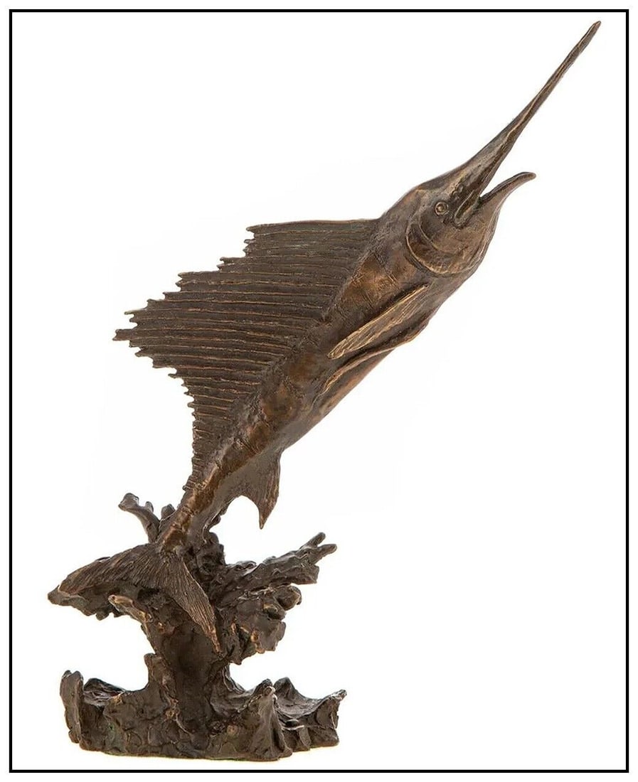 Mark Hopkins Original Bronze Sculpture Sailfish Wildlife Animal Signed Artwork (1 of 3)