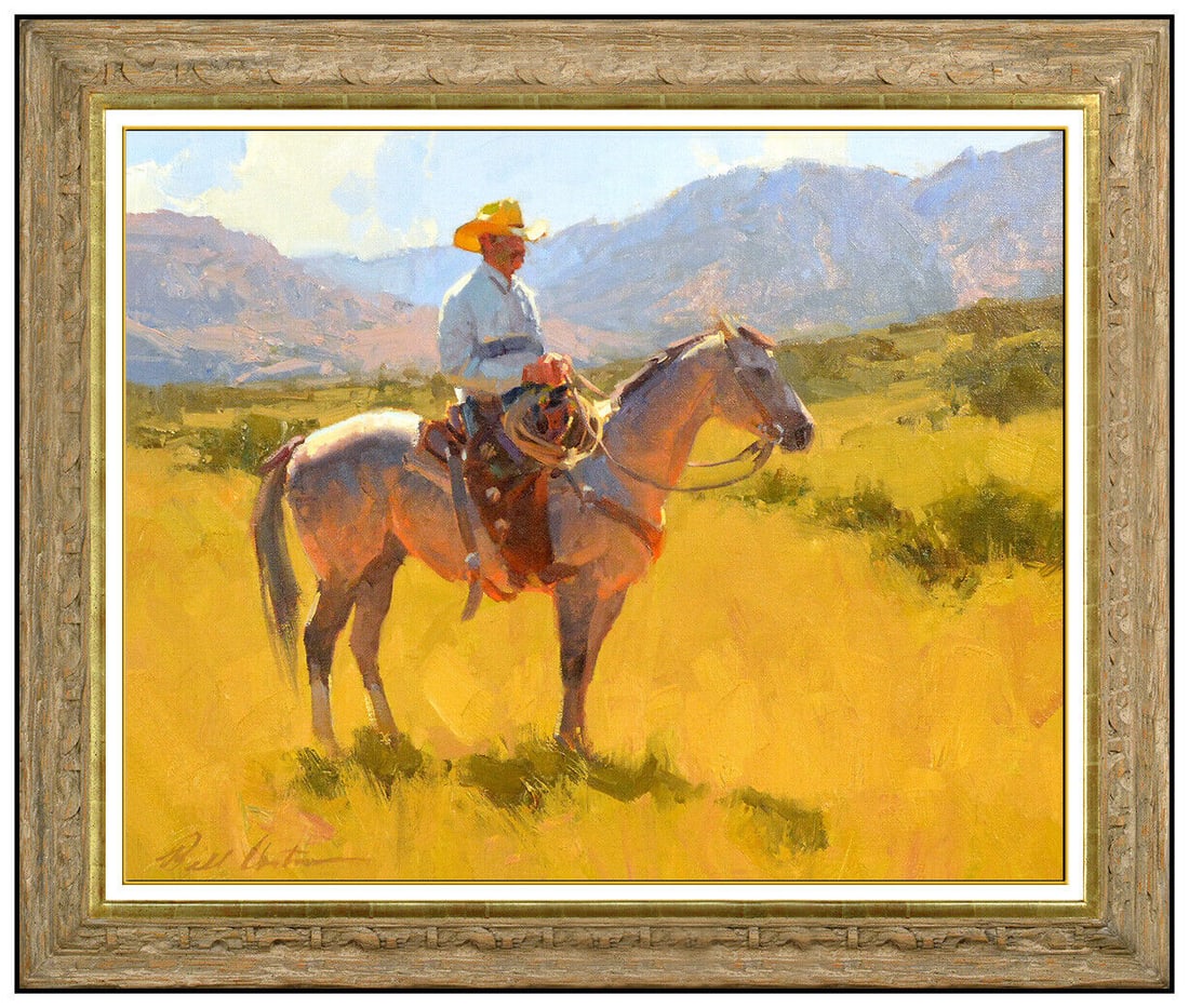 Bill Anton Original Oil Painting On Board Signed Western Landscape Horse Cowboy (1 of 6)
