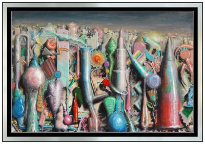 Jerry Mclaughlin Large Original Painting Oil On Board Signed Modern Framed Art