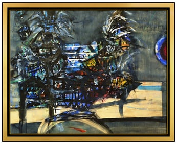 Sir Robin Philipson Authentic Abstract Gouache Painting Signed Framed Art Oil