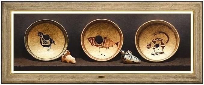 Rock Newcomb Original Acrylic Painting On Board Large Still Life Signed Framed