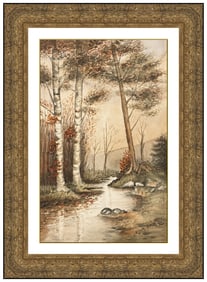 George Henry Smillie Original Watercolor Painting Signed Landscape Framed Art