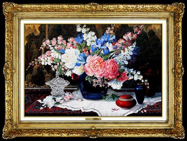 Glenna Kurz Original Oil Painting On Board Signed Still Life Flowers Artwork
