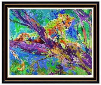 Leroy Neiman Serengeti Leopard Serigraph Large Hand Signed Big Cat Animal Art