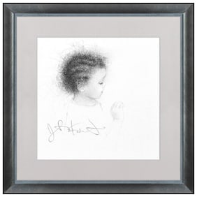 Jonathan Knight Original Graphite Drawing Signed Child Portrait Framed Artwork