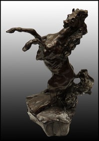 Leroy Neiman Bronze Sculpture Rare Defiant Signed Horse Artwork Authentic