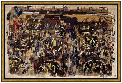 Leroy Neiman Large Original Color Tapestry Hand Signed New York Stock Market Art