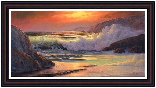 Maurice Meyer Large Original Seascape Oil Painting On Canvas Signed Framed Art