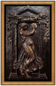 Pierre Auguste Renoir Original Woman With Tambourine Bronze Relief Sculpture Art