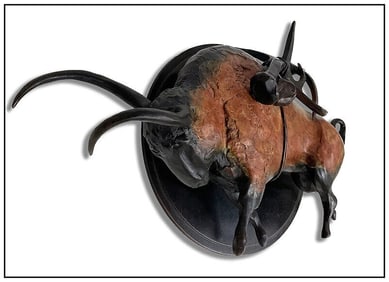 Star Liana York Bronze Sculpture Wall Relief Sculpture Bull Western Signed Art