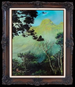 Christian Riese Lassen Original Oil Painting On Board Signed Hawaii Landscape