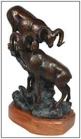 Ralph Tuffy Berg Jr Original Bronze Sculpture Mountain Sheep Signed Wildlife Art