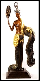 Erte Signed Bronze Sculpture Large Bamboo Original Art Antique Painting