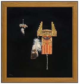 Kirby Sattler Original Native American Motif Acrylic Painting On Board Signed