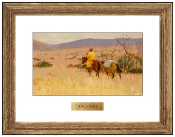 Tom Lovell Original Gouache Painting Western Landscape Cowboy Horse Signed Art