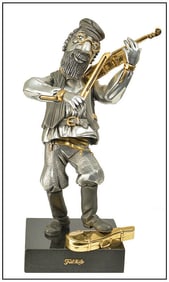 Frank Meisler Chassidie Fiddler Bronze Sculpture Music Musician Signed Artwork