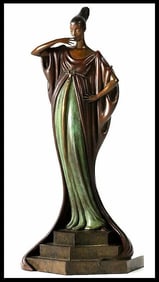 Erte Signed Bronze Sculpture An Evening In 1922 Original Art Antique