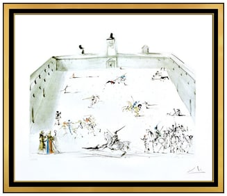 Salvador Dali Tienta Color Etching Hand Signed Medieval Knights Surreal Artwork