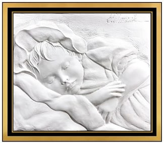 Bill Mack Original Bonded Sand Sculpture Peaceful Child Art Signed Bas Relief