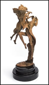 Tuan Nguyen Rare Affection Bronze Sculpture Signed Statue Musical Artwork Female