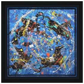 Jiang Tie Feng Large Line Symphony Serigraph Animal Hand Signed Framed Artwork