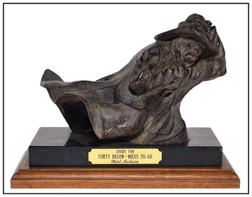 Rick Jackson Original Bronze Forty Below Miles To Go Sculpture Signed Cowboy Art