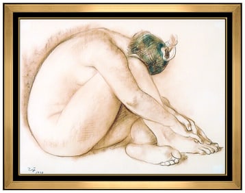 Francisco Zuniga Original Pastel Drawing Signed Portrait Nude Female Authentic