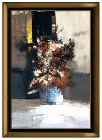 John Terelak Original Oil Painting On Board Signed Floral Still Life Framed Art