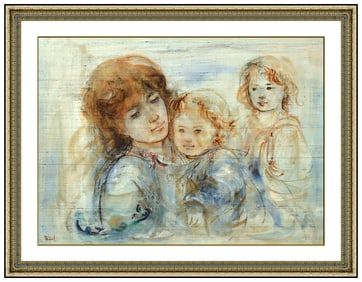 Edna Hibel Original Painting Oil On Board Signed Female Mother Portrait Artwork
