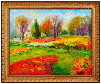 Michael Sileikis Oil Painting On Canvas Board Signed Floral Landscape Artwork